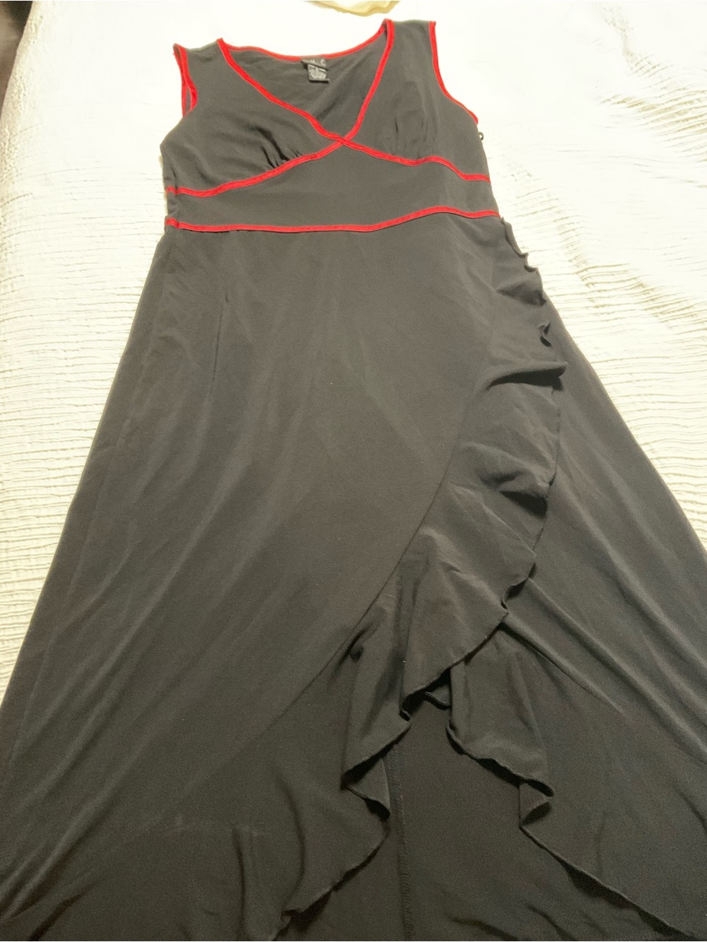 INC International Concepts Black Maxi Dress with Red Trim
